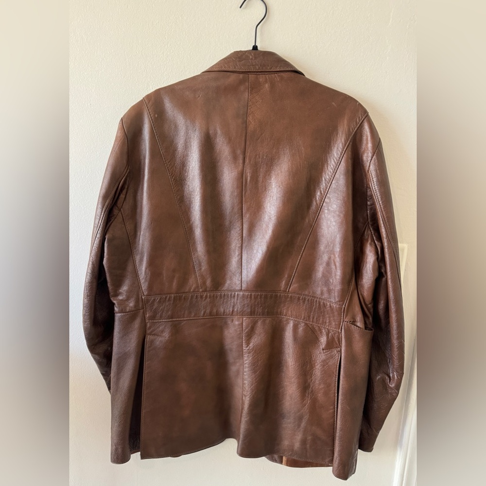Vintage New Generation by Grais Brown Genuine Leather Jacket Blazer Size 46 - Picture 2 of 14